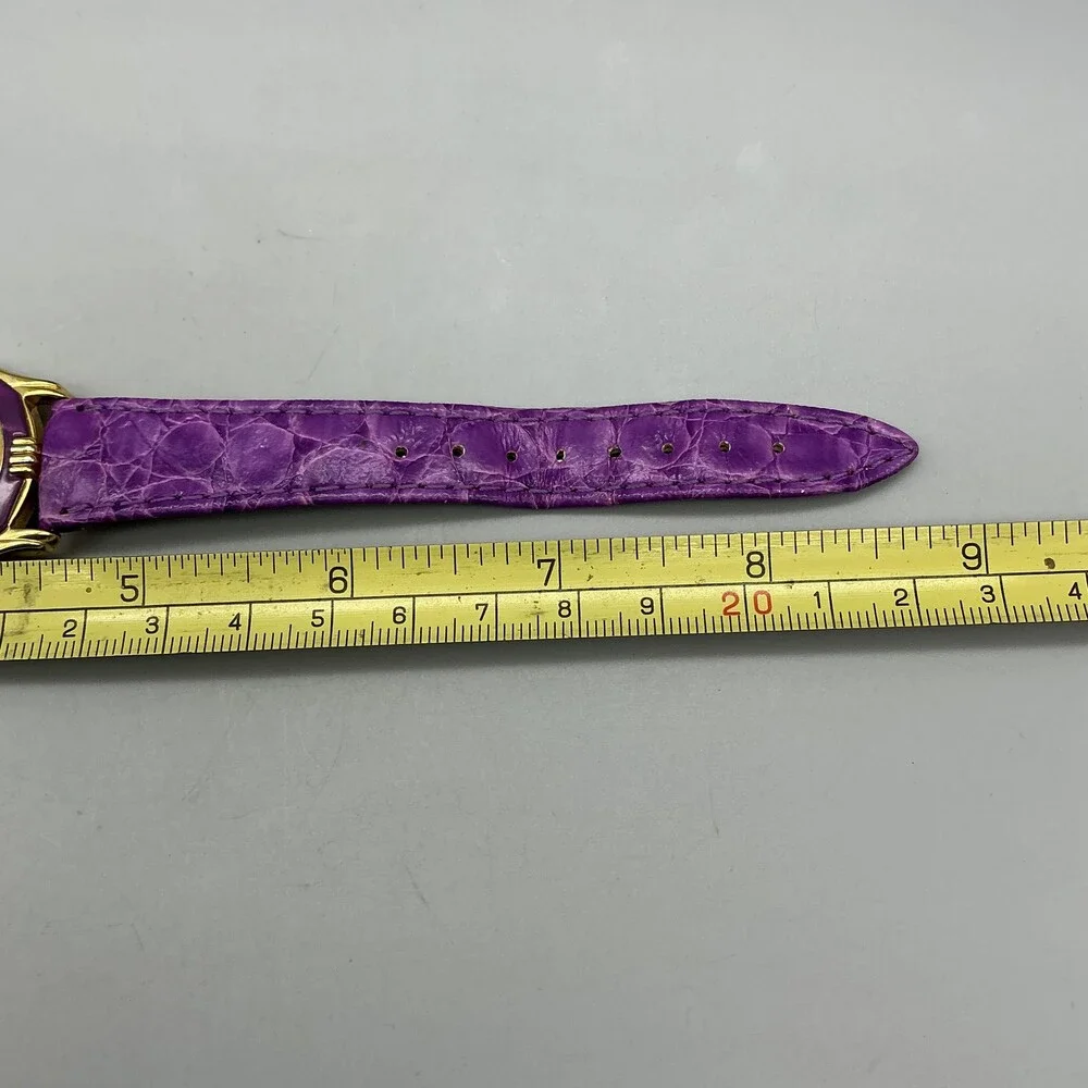 Vintage Ronica Womens Watch 31mm MOP Gold Tone Purple Leather Band New Battery